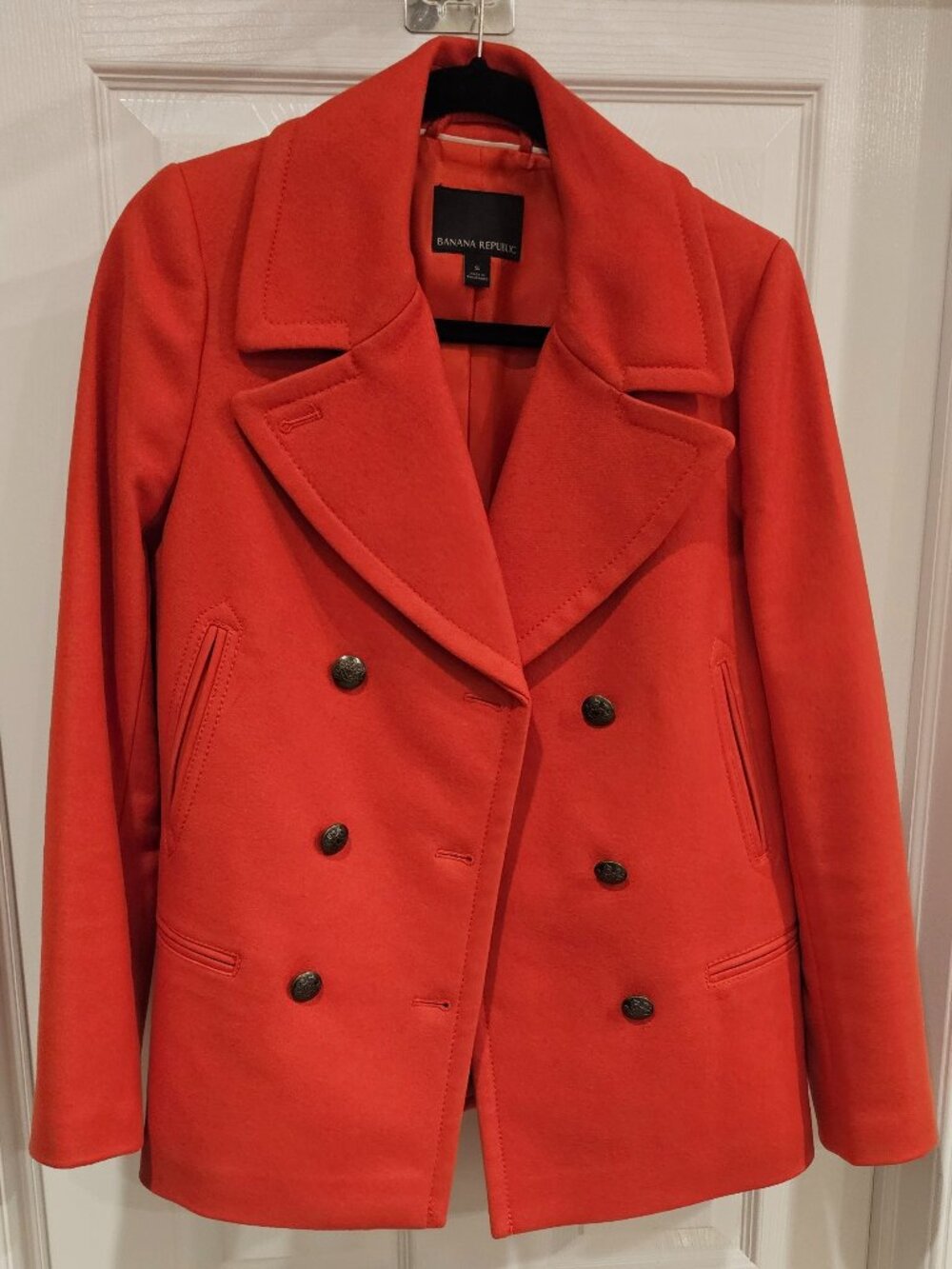 Banana Republic Wool Pea Coat in Coral